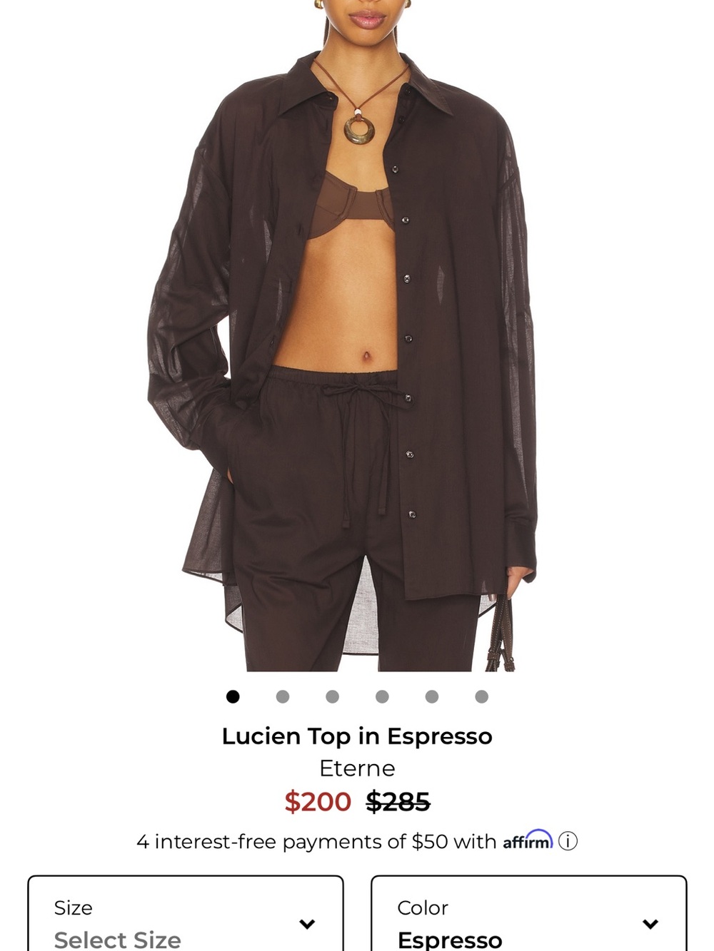 Eterne Lucien Sheer Button-Up in Espresso Brown
